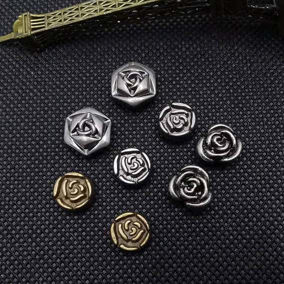 Rose Shape Zinc Alloy Collision Rivets, Semi-Tublar Rivets, for Belt Clothes Purse Handbag Leather Craft DIY Handmade Accessories