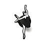 Broche en émail sur le thème de la danse créative, Broche en alliage noir d'électrophorèse pour vêtements de sac à dos, blanc