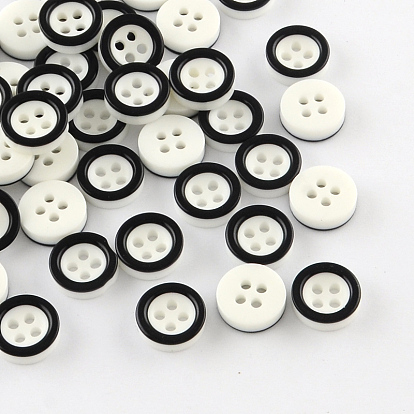 4-Hole Plastic Buttons, Flat Round