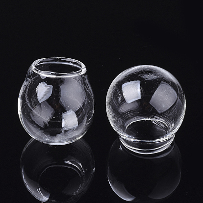 Handmade Blown Glass Globe Ball Bottles, for Glass Vial Pendants Making, Round