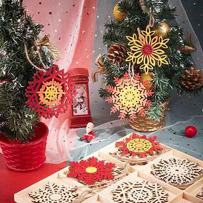 Cabujones de madera natural sin terminar, con cuerda de cáñamo y tabla, para proyectos artesanales, decoraciones colgantes, pintura, tinción, tema de la Navidad, copo de nieve