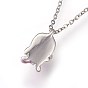304 Stainless Steel Enamel Pendant Necklaces, with Cable Chains, Bird