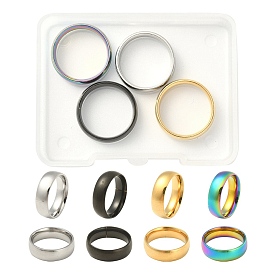 4Pcs 4 Colors 201 Stainless Steel Plain Band Rings Set for Women