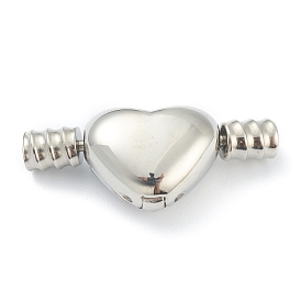 304 Stainless Steel European European Clip Clasps, Heart