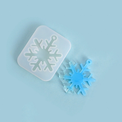 Thème de noël bricolage pendentif flocon de neige moules en silicone, moules de résine, pour la fabrication de bijoux en résine uv & résine époxy