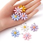 10Pcs 5 Colors Resin Pendants, with Platinum Tone Iron Findings, Flower Charms