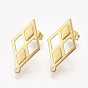 304 Stainless Steel Stud Earring Findings, with Ear Nuts/Earring Backs, Rhombus