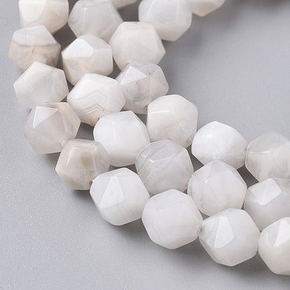 Natural Crazy Agate Beads Strands, Star Cut Round Beads, Faceted