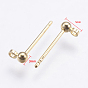 Brass Stud Earrings Findings, with Loop, Long-Lasting Plated, Nickel Free, Round