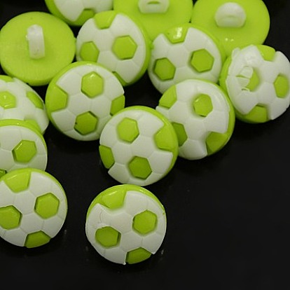 Thème sportif, Boutons shank acryliques, 1-trou, teint, ballon de football / soccer