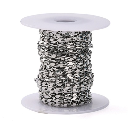 304 cadenas de eslabones de acero inoxidable, soldada, con conector rectángulo, 6x2.5x2 mm