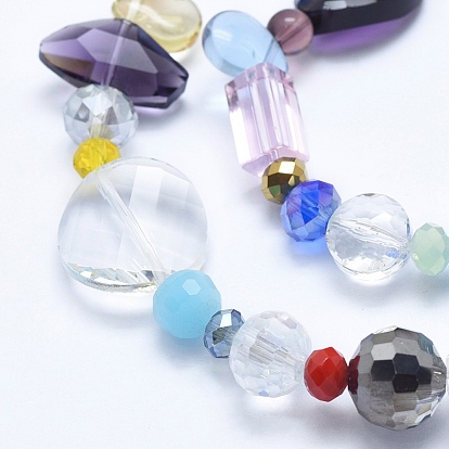 Chapelets de perles en verre, facette, formes mixtes