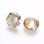 Electroplated Cubic Zirconia Pointed Back Cabochons, Flat Round, Faceted