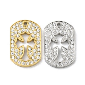 304 Stainless Steel with Rhinestone Pendants, Oval with Cross Charms