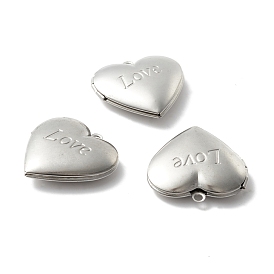 304 Stainless Steel Diffuser Locket Pendants, Photo Frame Pendants for Necklaces, Heart with Love
