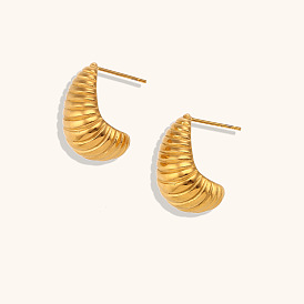 Stylish Stainless Steel 18K Gold Plated Bread Loaf Earrings for Women