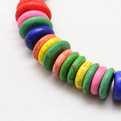 Natural Magnesite Beads Strands, Dyed & Heated, Heishi Beads, Disc/Flat Round, 8~25x4~8mm, Hole: 1mm, about 460pcs/1000g