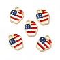 American Flag Style Alloy Enamel Pendants, Cadmium Free & Nickel Free & Lead Free, Golden, Apple Charms