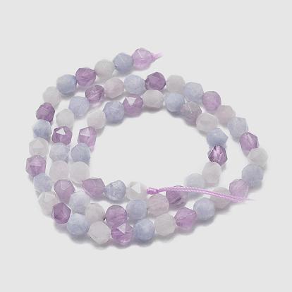 Brins de perles aigue-marine naturelles et quartz rose et améthyste, facette, ronde, étoiles coupées perles rondes