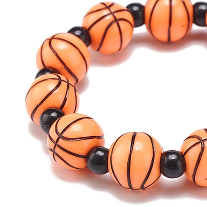 Bracelet extensible en perles acryliques sur le thème du sport pour enfants