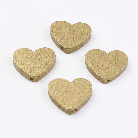 Spray Painted Natural Wood Beads, Heart