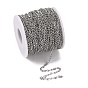 304 Stainless Steel Curb Chains, with Spool, for Necklace Making, Soldered, 4x2.7x0.5mm, about 164.04 Feet(50m)/roll