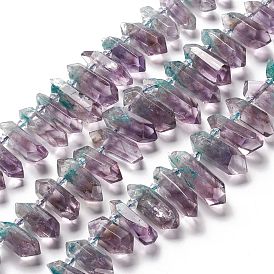 Chapelets de perles naturelles améthyste, teint, facette, pointu/puce à double terminaison