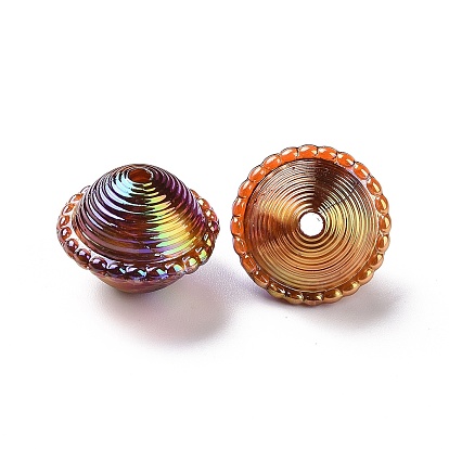 UV Plating Rainbow Iridescent Acrylic Beads, with Gold Foil, Peg-top Shape