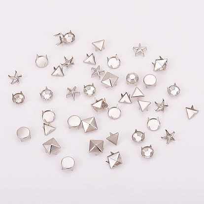 Brass Studs Rivets, For DIY Leather Craft, Square & Flat Round & Triagnle & Football & Five-Pointed Star
