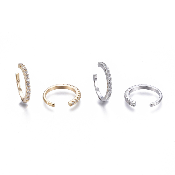 Boucles d'oreilles manchette en laiton zircon cubique transparent, anneau