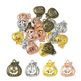 20Pcs 4 Colors Tibetan Style Halloween Pumpkin Jack-O'-Lantern Alloy Pendants, Lead Free & Cadmium Free