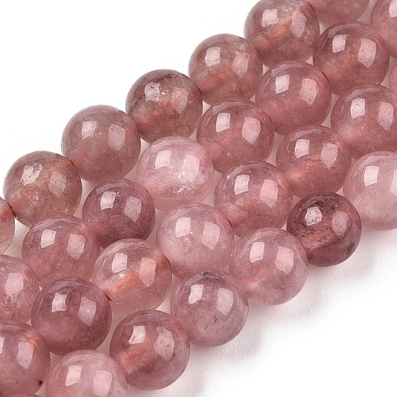 Perles naturelles de quartz brins, teints et chauffée, Imitation de la pierre de soleil, ronde