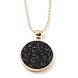 Сплав горный хрусталь кулон ожерелья, с полимерными и шариковыми цепями, плоский круг со знаком 12 созвездия / зодиака, золотые, чёрные