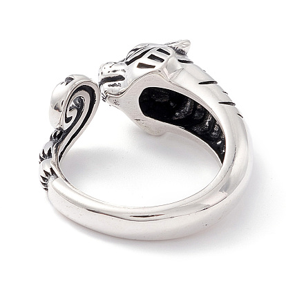 Tigre 925 anillo de plata esterlina para mujer, anillo abierto ajustable zodiaco tigre regalo de año nuevo chino