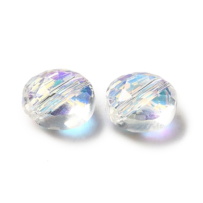 Verre imitation perles de cristal autrichien, facette, plat rond