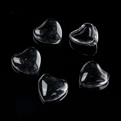 Cabujones de corazón de cristal transparente