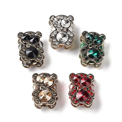 Polymer Clay Rhinestone Beads, with Alloy Finding, Bear