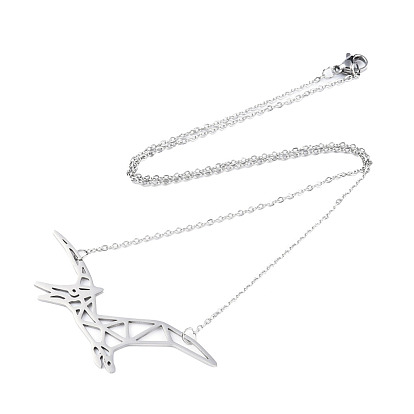 201 Stainless Steel Pendant Necklaces, with Cable Chains, Pterosaur