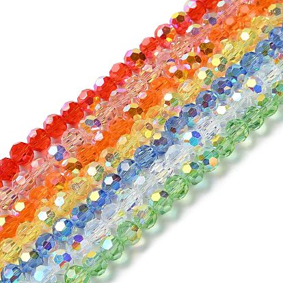 Transparentes perles de verre de galvanoplastie brins, de couleur plaquée ab , facette, rondelle
