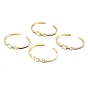 Brazalete abierto con forma de pez y óvalo de circonita cúbica, joyas de latón chapado en oro real 18k para mujer