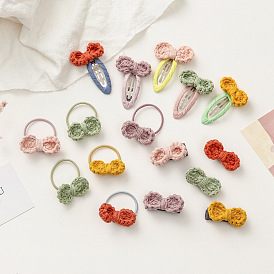 Cute Handmade Knitted Hair Clips for Girls, Princess Style Barrettes Set with Lovely Patterns