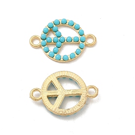 Alloy Connector Charms, with Synthetic Turquoise, Peace Sign