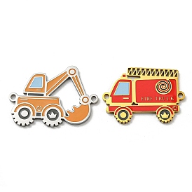 304 Stainless Steel Enamel Connector Charms, Vehicle Links, Excavator/Fire Truck