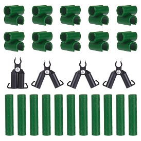 Gardening Tool Set, Sturdy Metal Garden Stakes, A-Type Connecting Joint and Adjustable Plant Plastic Connector