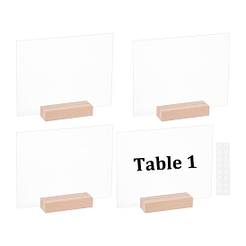 Olycraft 4pcs assiettes en acrylique vierges et 4pcs rectangle porte-cartes en bois de hêtre