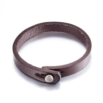 Leather Cord Bracelets, with Alloy Clasps