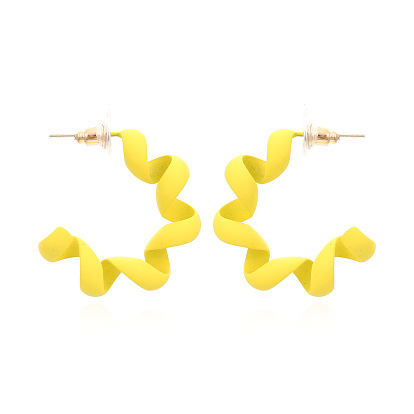 Colorful Candy-Coated C-Shaped Earrings with Bold Telephone Wire Design