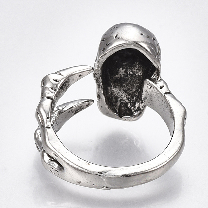 Alloy Cuff Finger Rings, Wide Band Rings, Skull