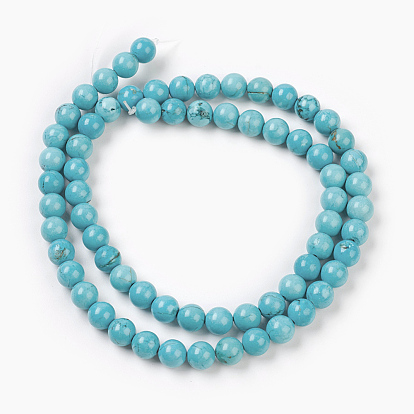 Natural Magnesite Beads Strands, Round, Dyed & Heated