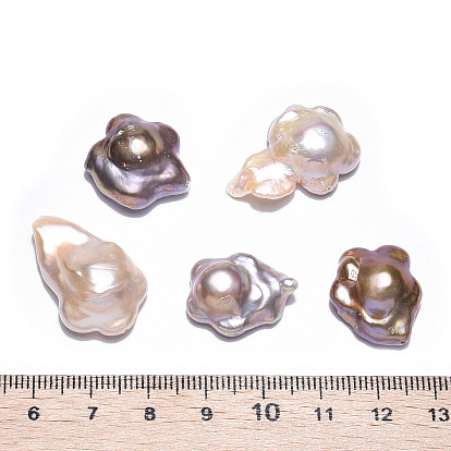 Perles de perles keshi nucléées naturelles baroques, perle de culture d'eau douce, fleur